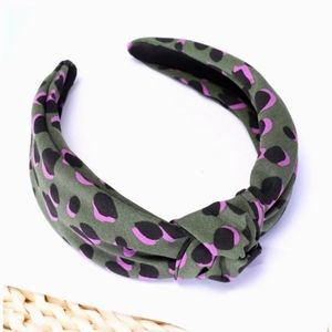 Jana Leopard Topknot Headband - Green & Purple